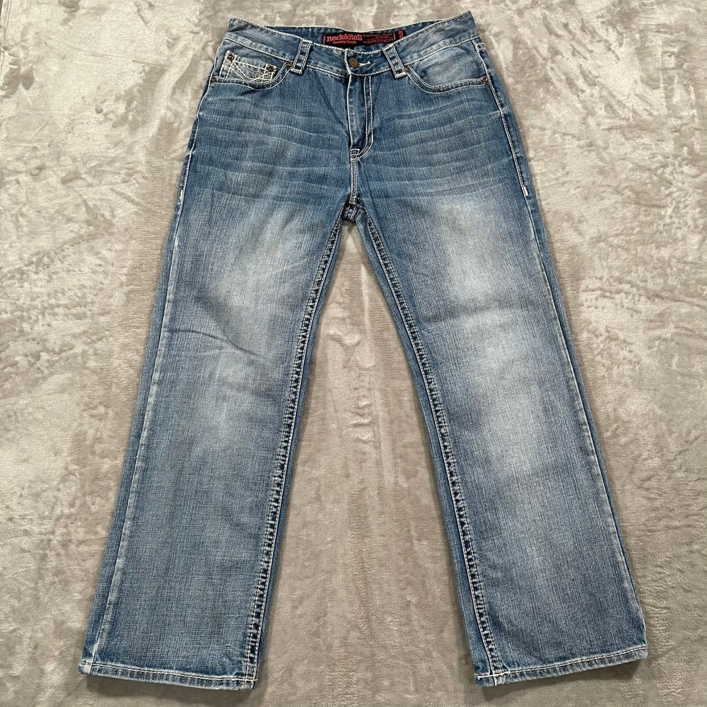 Rock & Roll Cowboy Jeans Mens 33x30 Blue Double Barrel Straight Relaxed Bootcut